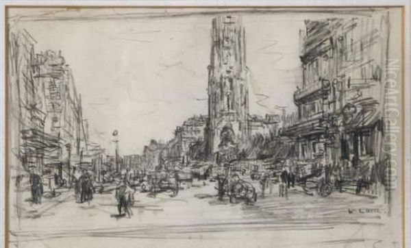 La Tour Saint Jacques,paris Oil Painting by Luigi Loir