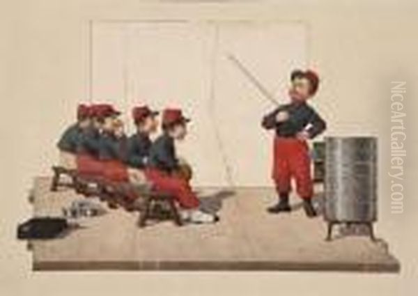 Les Petits Militaires Oil Painting by Luigi Loir