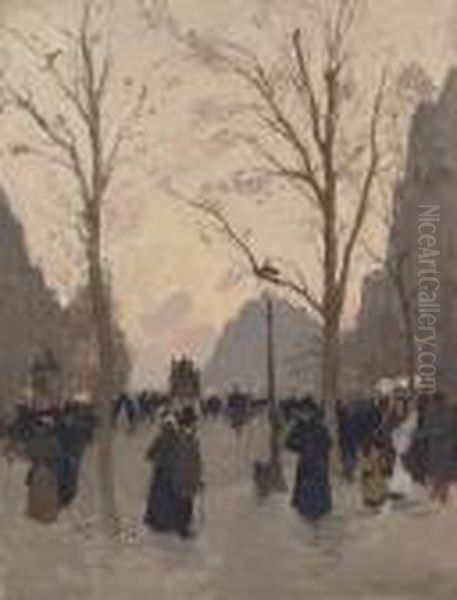 La Place De La Republique, Paris Oil Painting by Luigi Loir