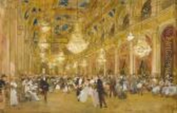 Bal Au Foyer De L'opera Oil Painting by Luigi Loir