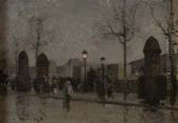 Paris Under The Rain Oil Painting by Luigi Loir