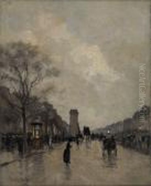 Les Champs-elyses Oil Painting by Luigi Loir