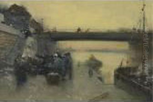 Return Of The Fishermen To Boulogne Oil Painting by Luigi Loir