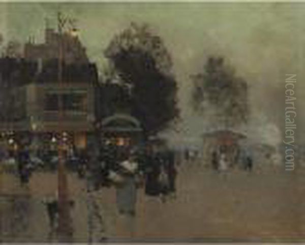 La Guignette En Bord De Seine Oil Painting by Luigi Loir