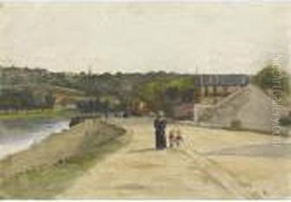 La Seine Pres De Bougival Oil Painting by Luigi Loir