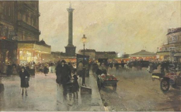 Place De La Bastille Oil Painting by Luigi Loir