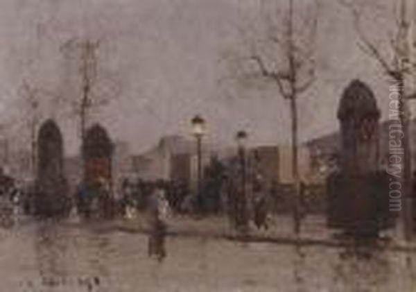 Vue De Paris La Nuit Oil Painting by Luigi Loir