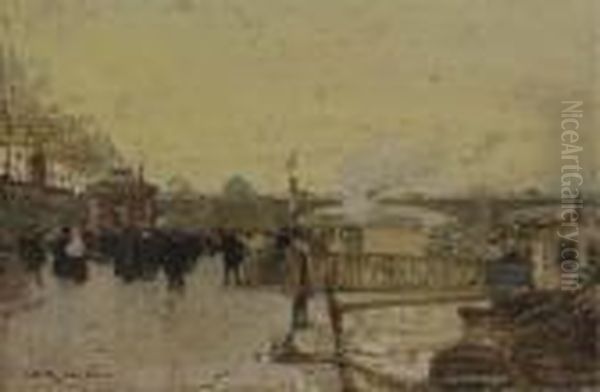 Sur Les Quais Pres Du Pont Neuf Oil Painting by Luigi Loir