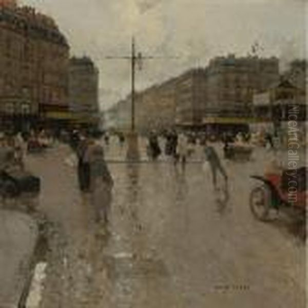 Avenue De La Republique Paris Oil Painting by Luigi Loir