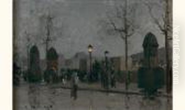 Vue De Paris La Nuit Oil Painting by Luigi Loir