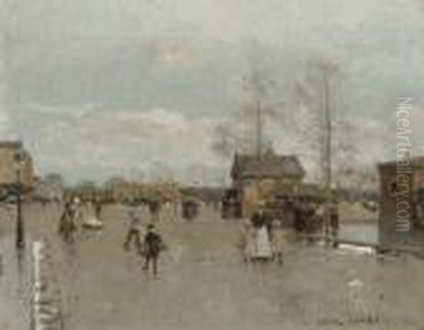 Une Porte De Paris: After The Rain Oil Painting by Luigi Loir