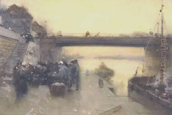 Along The Seine Oil Painting by Luigi Loir