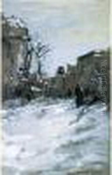 Rue Enneigee Oil Painting by Luigi Loir