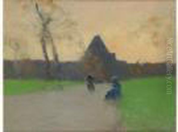 Au Parc, Circa 1890 Oil Painting by Luigi Loir