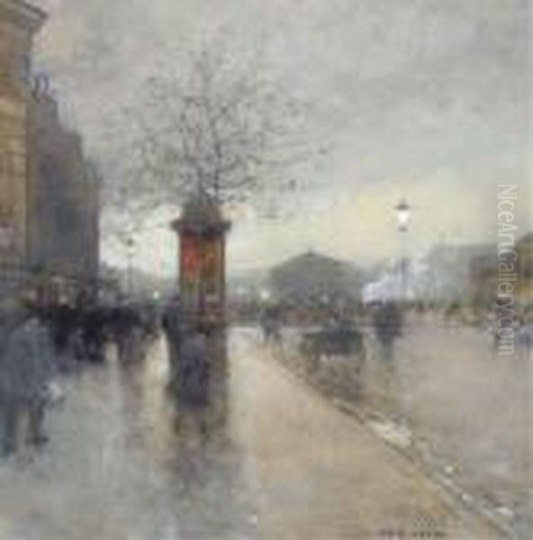 Scene De Rue, Paris Oil Painting by Luigi Loir