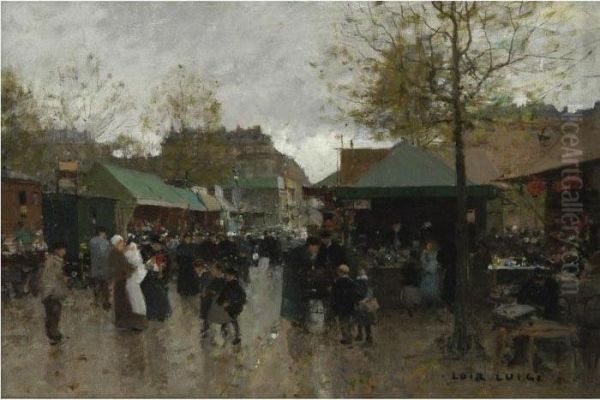 Le Marche Aux Puces Oil Painting by Luigi Loir