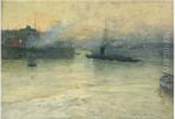 Le Bassin Du Treport Oil Painting by Luigi Loir