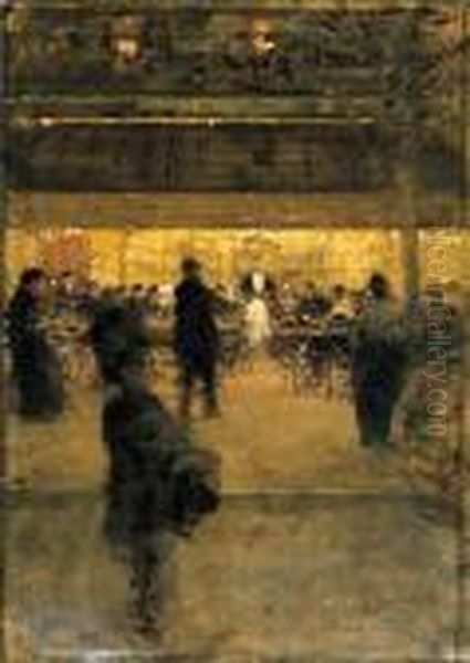 The Night Caf Oil Painting by Luigi Loir