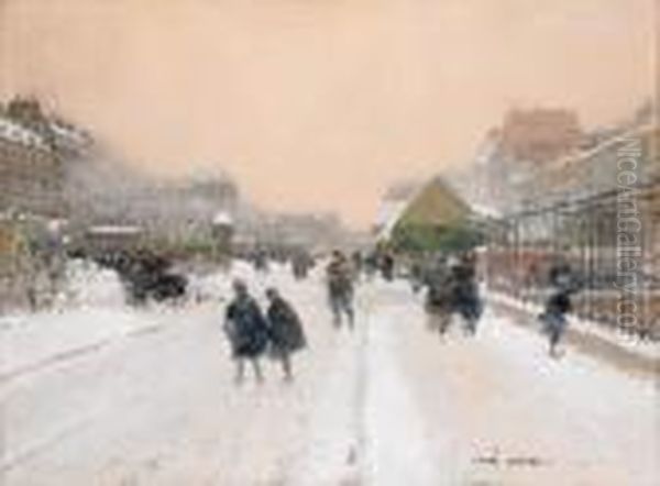 Paris Sous La Neige Oil Painting by Luigi Loir