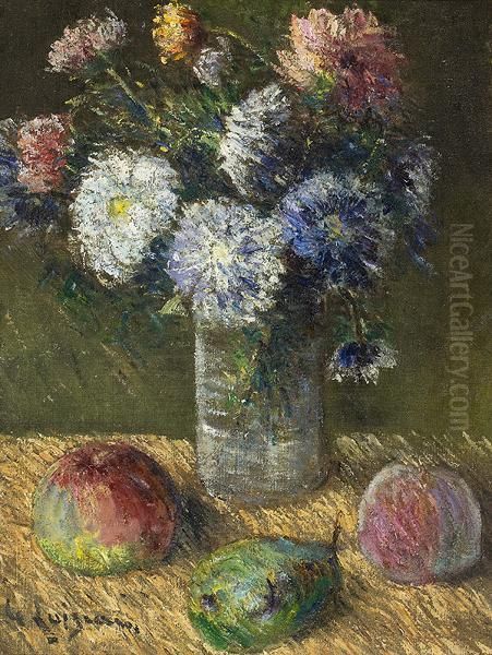 Bouquet De Fleurs Et Fruits Oil Painting by Gustave Loiseau