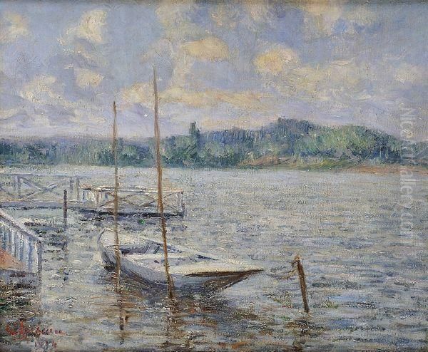 Barque Et Ponton Oil Painting by Gustave Loiseau