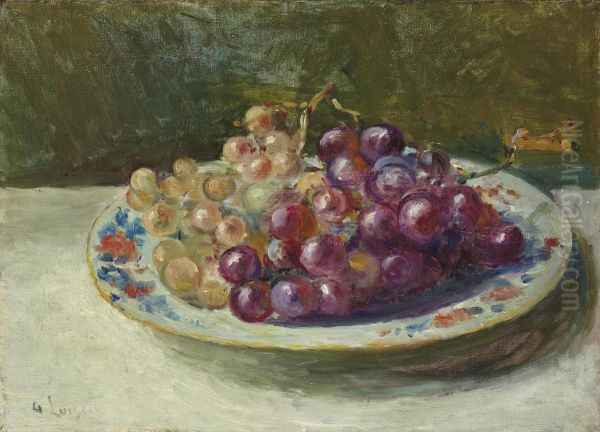 Grappes De Raisin Sur Une Assiette Oil Painting by Gustave Loiseau