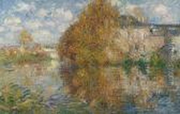 La Maison Cauchois, Bords De L'eure, Automne Oil Painting by Gustave Loiseau