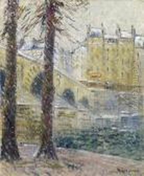 Le Pont Marie, Effet De Neige Oil Painting by Gustave Loiseau