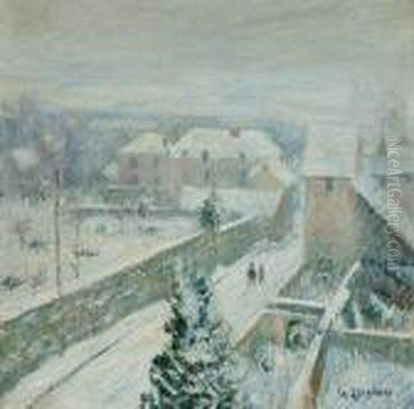 La Neige A Triel-sur-seine Oil Painting by Gustave Loiseau