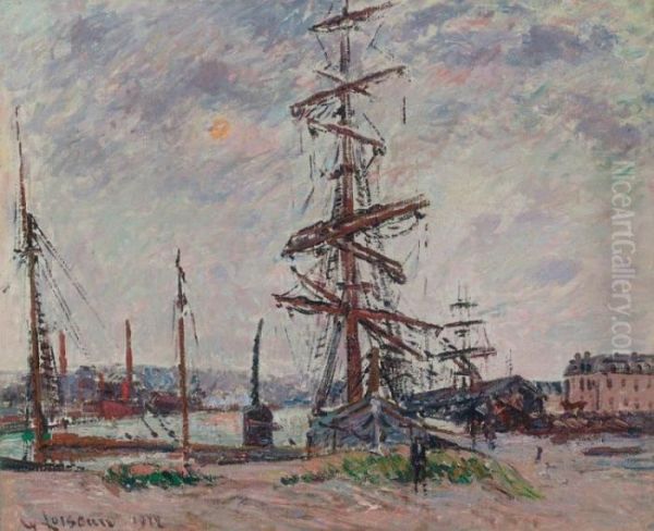 Bateau A Quai Au Havre Oil Painting by Gustave Loiseau