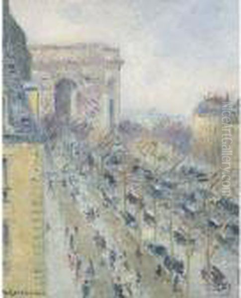 L'arc De Triomphe Et L'avenue De Friedland Oil Painting by Gustave Loiseau