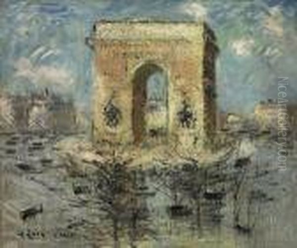 L'arc De Triomphe, La Place De L'etoile Oil Painting by Gustave Loiseau