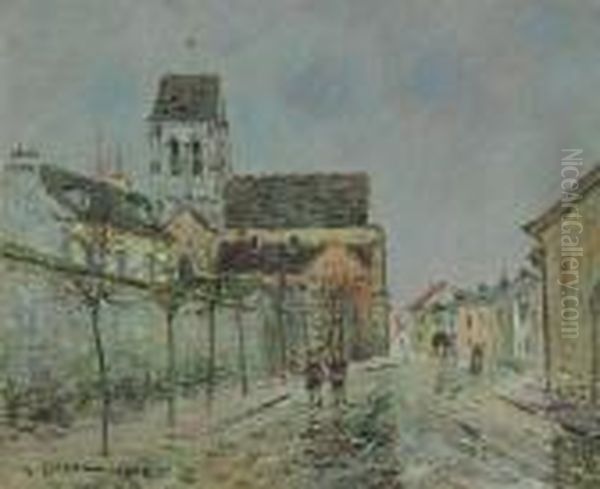 La Rue De St. Ouen Apres La Pluie Oil Painting by Gustave Loiseau