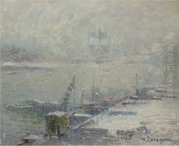 Notre-dame De Paris, Vue Du Quai Henri Iv Oil Painting by Gustave Loiseau