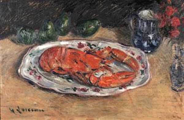 Homard Et Poires Oil Painting by Gustave Loiseau