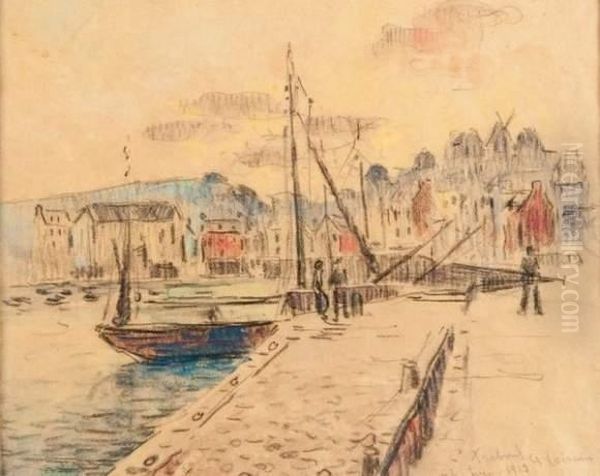 Le Port De Treboul Oil Painting by Gustave Loiseau