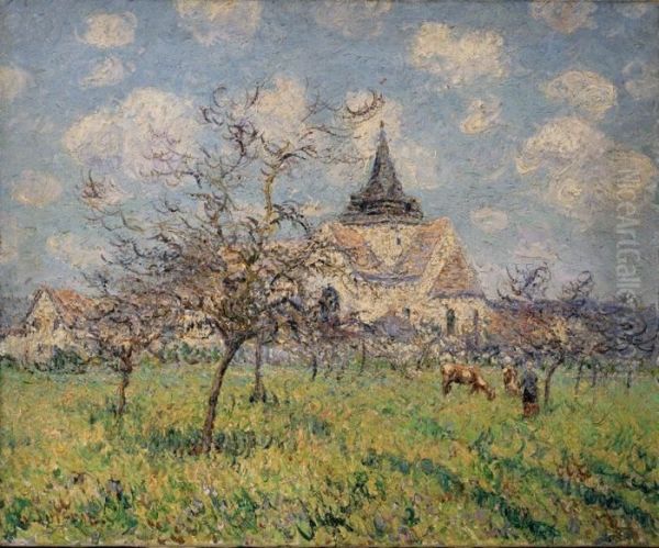 L'eglise Du Vaudreuil, Printemps Oil Painting by Gustave Loiseau