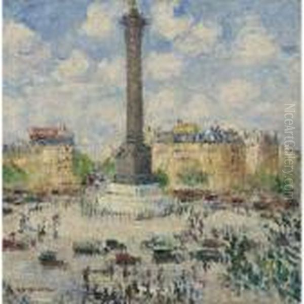 La Place De La Bastille Oil Painting by Gustave Loiseau