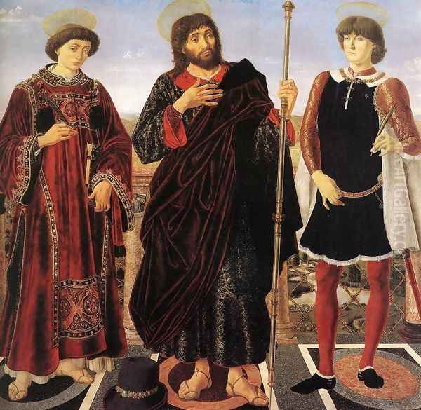 Altarpiece with Three Saints 1467-68 Oil Painting by Piero del Pollaiuolo