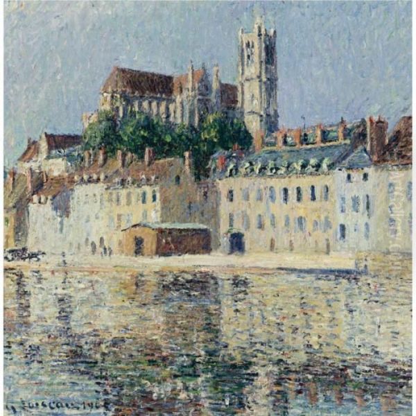 La Cathedrale A Auxerre Oil Painting by Gustave Loiseau