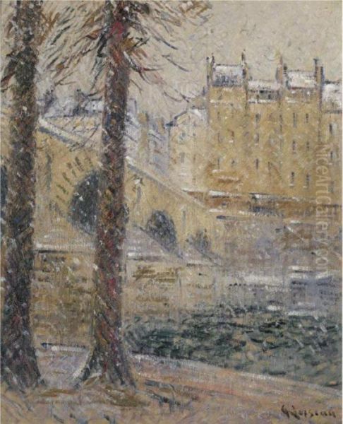 Le Pont Marie, Effet De Neige Oil Painting by Gustave Loiseau