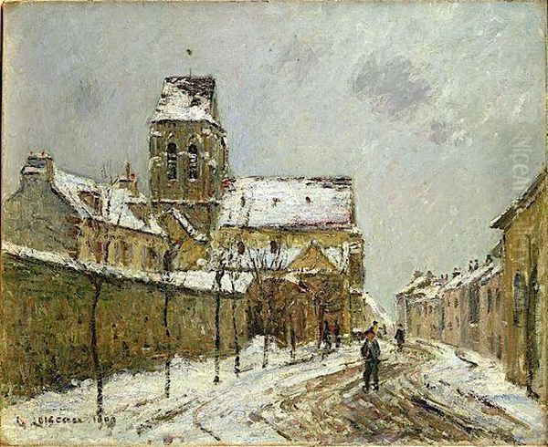 L'eglise De Saint Ouen L'aumone Sous La Neige Oil Painting by Gustave Loiseau