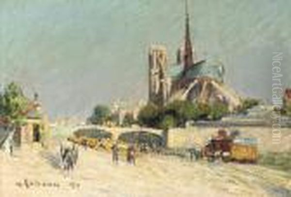 Quai De La Seine, Notre-dame Oil Painting by Gustave Loiseau