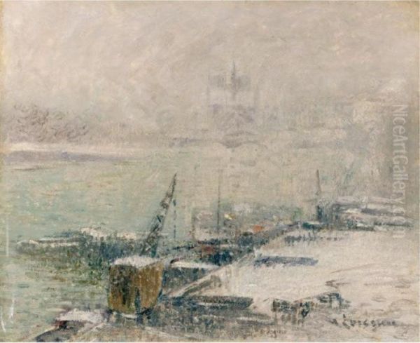 Notre Dame De Paris, Vue Du Quai Henri Iv Oil Painting by Gustave Loiseau