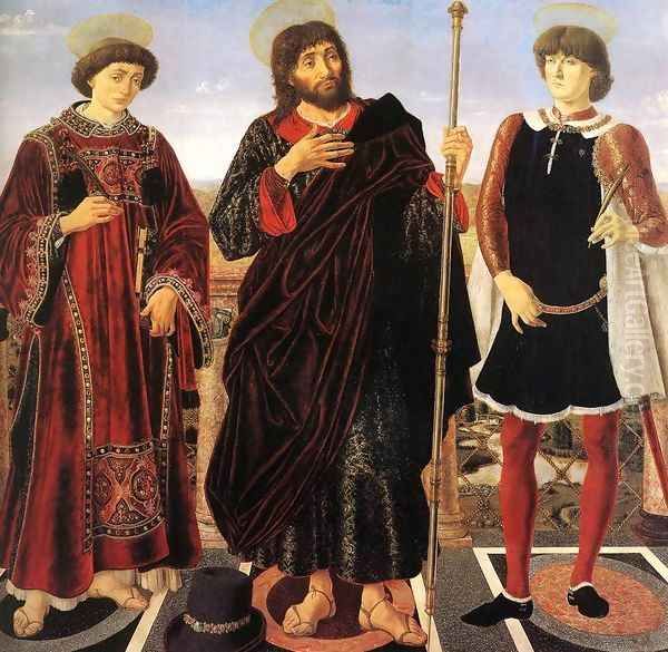 Altarpiece with Three Saints Oil Painting by Piero del Pollaiuolo