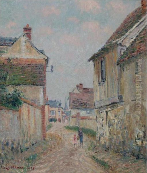 Mere Et Enfant Sur La Rue De Pontoise Oil Painting by Gustave Loiseau