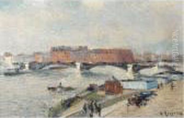 Les Docks, Le Pont De Boieldieu, Rouen Oil Painting by Gustave Loiseau