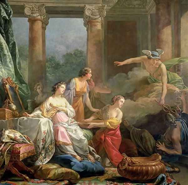 Mercury, Herse and Aglauros, 1763 Oil Painting by Jean-Baptiste-Marie Pierre