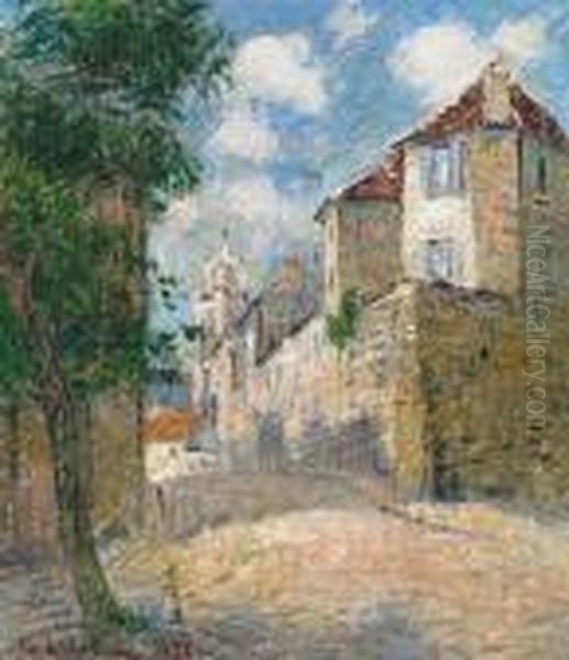 La Vue De La Cour A Pontoise, 1922 Oil Painting by Gustave Loiseau