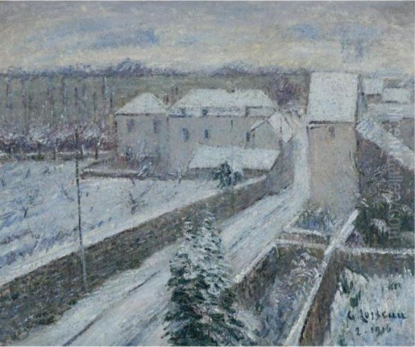 Vue De Triel Sous La Neige Oil Painting by Gustave Loiseau